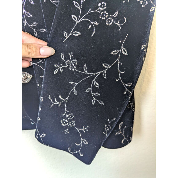 VTG R&M Richards Sparkly Floral Velvet Evening Jacket Size L Petite Whimsigoth - Picture 7 of 11